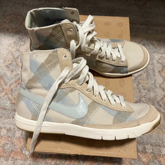 Wmns Nike Blazer Mid, Canvas Sneakers, Blue/Tan/Grey Sz 7, Vintage 2008-2009 - Picture 1 of 7